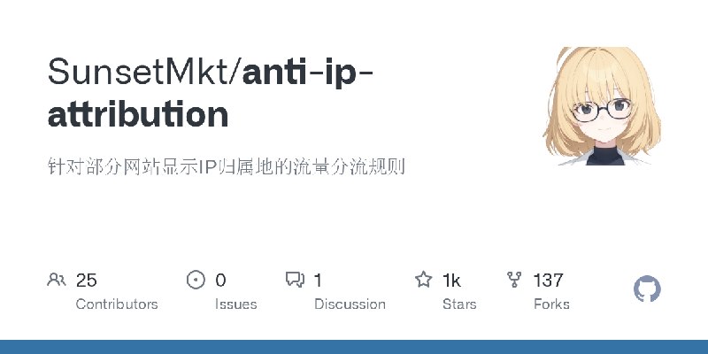 GitHub - SunsetMkt/anti-ip-attribution: 针对部分网站显示IP归属地的流量分流规则